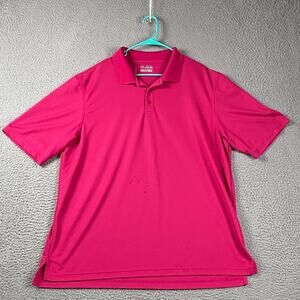 Under Armour Loose Heatgear Polo Shirt Men's 2XL Pink Athletic Stretch